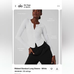 ALO Yoga Ribbed Stardust Long Sleeve - White / S